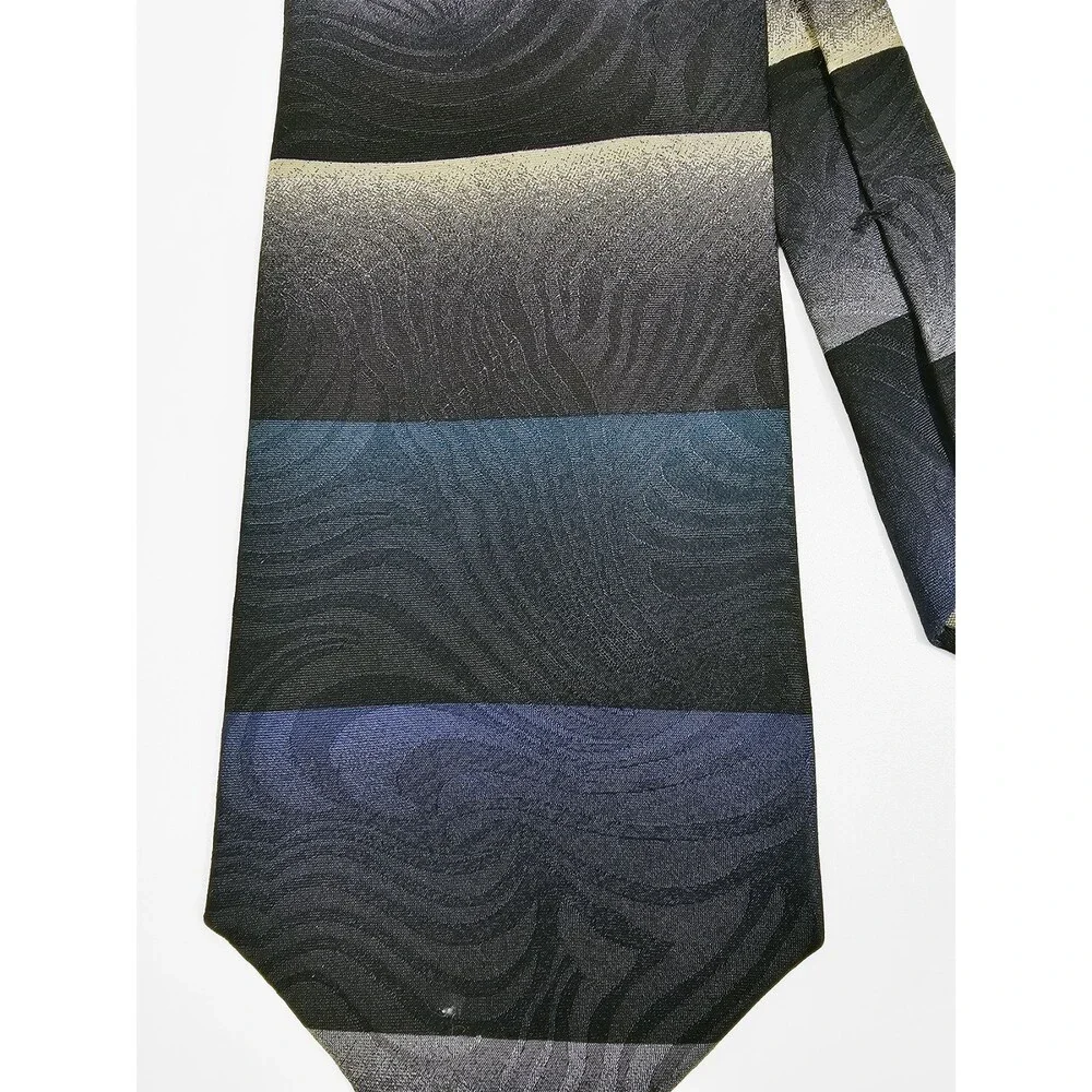 Couture by x'Andrini Men's Black Blue Silk Tie Vintage 80s 90s Flawed